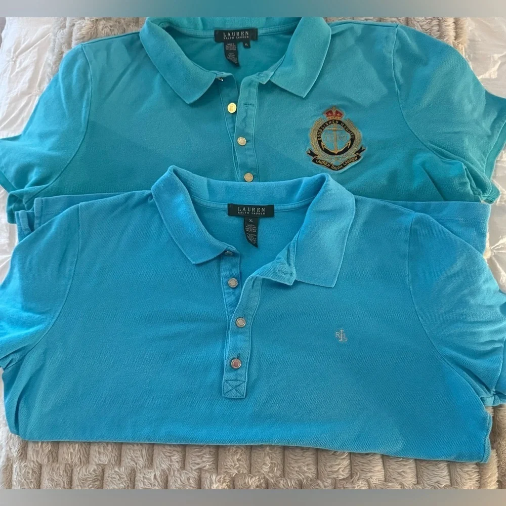 Vintage Polo Ralph Lauren 2 Men Blue Shirts Mens Crest (1) Logo Size XL